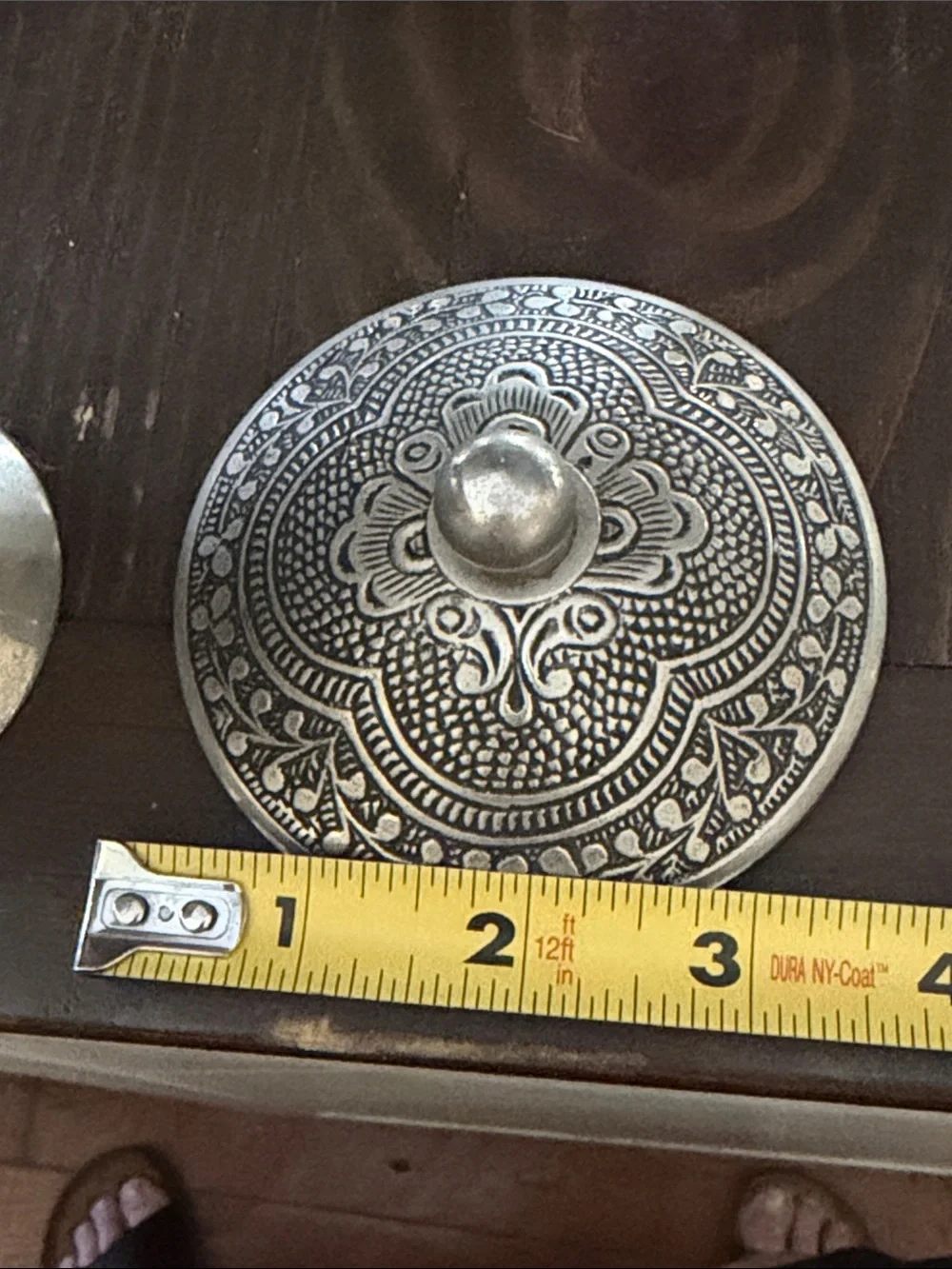 Ornate Embossed Lidded Vase in Antique Silver Tone